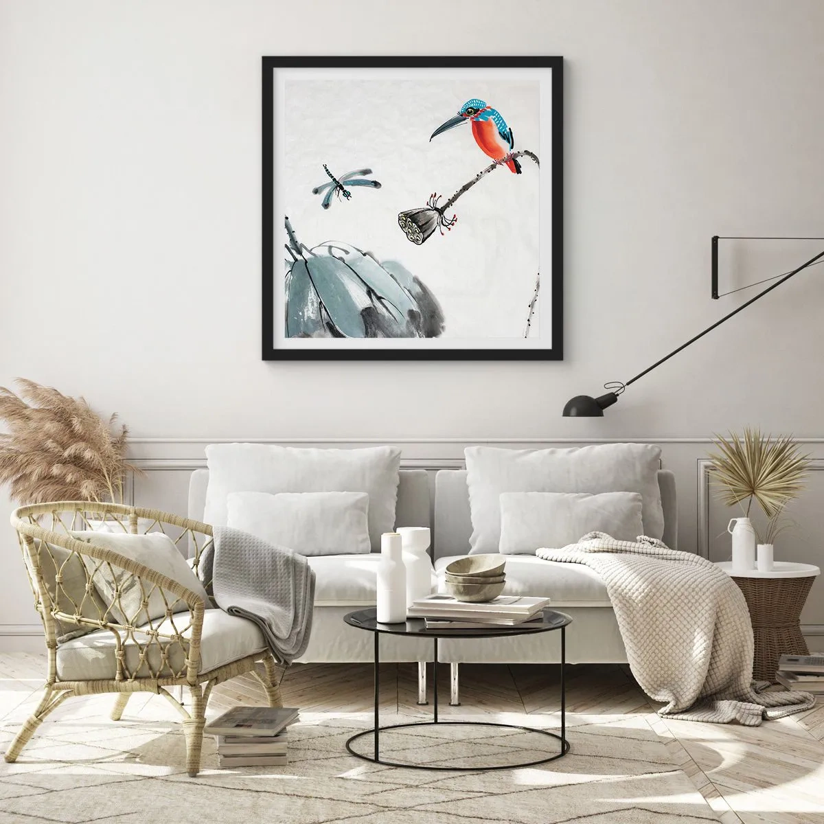 Póster en marco negro - La vida de la pradera - 60x60 cm