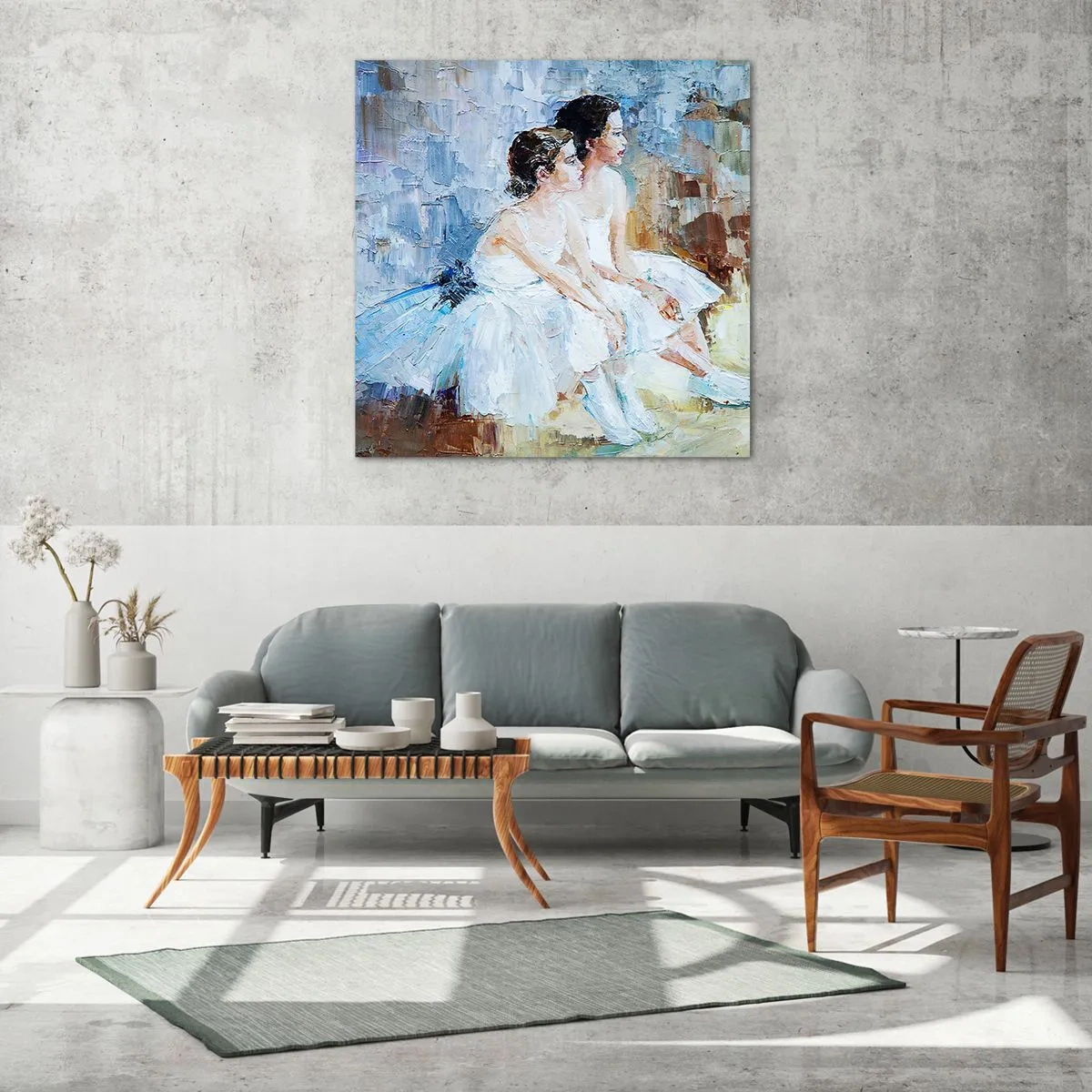 Cuadro sobre vidrio - Impresiones sobre Vidrio - Cisnes jóvenes descansando - 70x70 cm