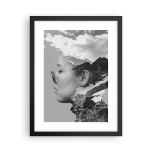 Póster en marco negro - Retrato sobre montañas y nubes - 30x40 cm