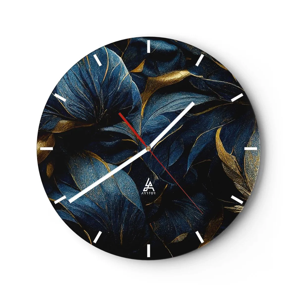 Reloj de pared - Reloj de vidrio - Forradas de oro - 40x40 cm