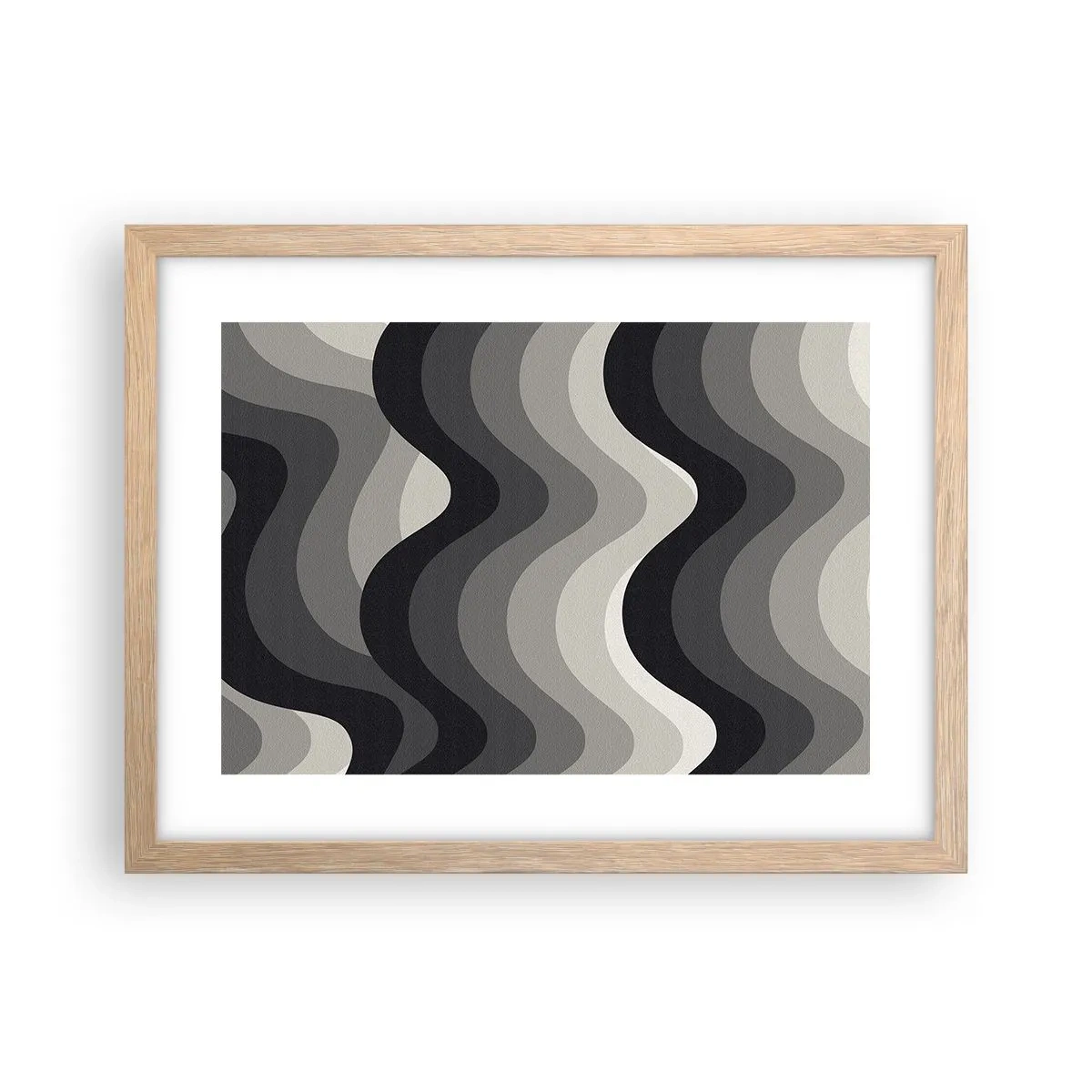 Póster en marco roble claro - Ola tras ola - 40x30 cm