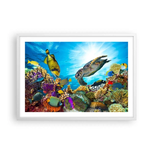 Póster en marco blanco - Paseo del coral - 70x50 cm