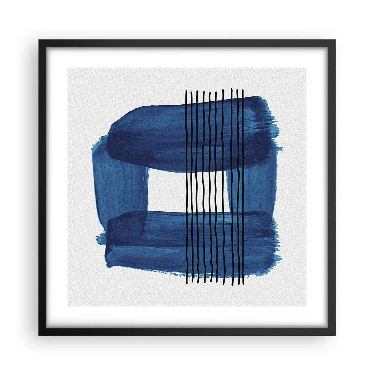 Póster en marco negro - Composición azul y negra - 50x50 cm