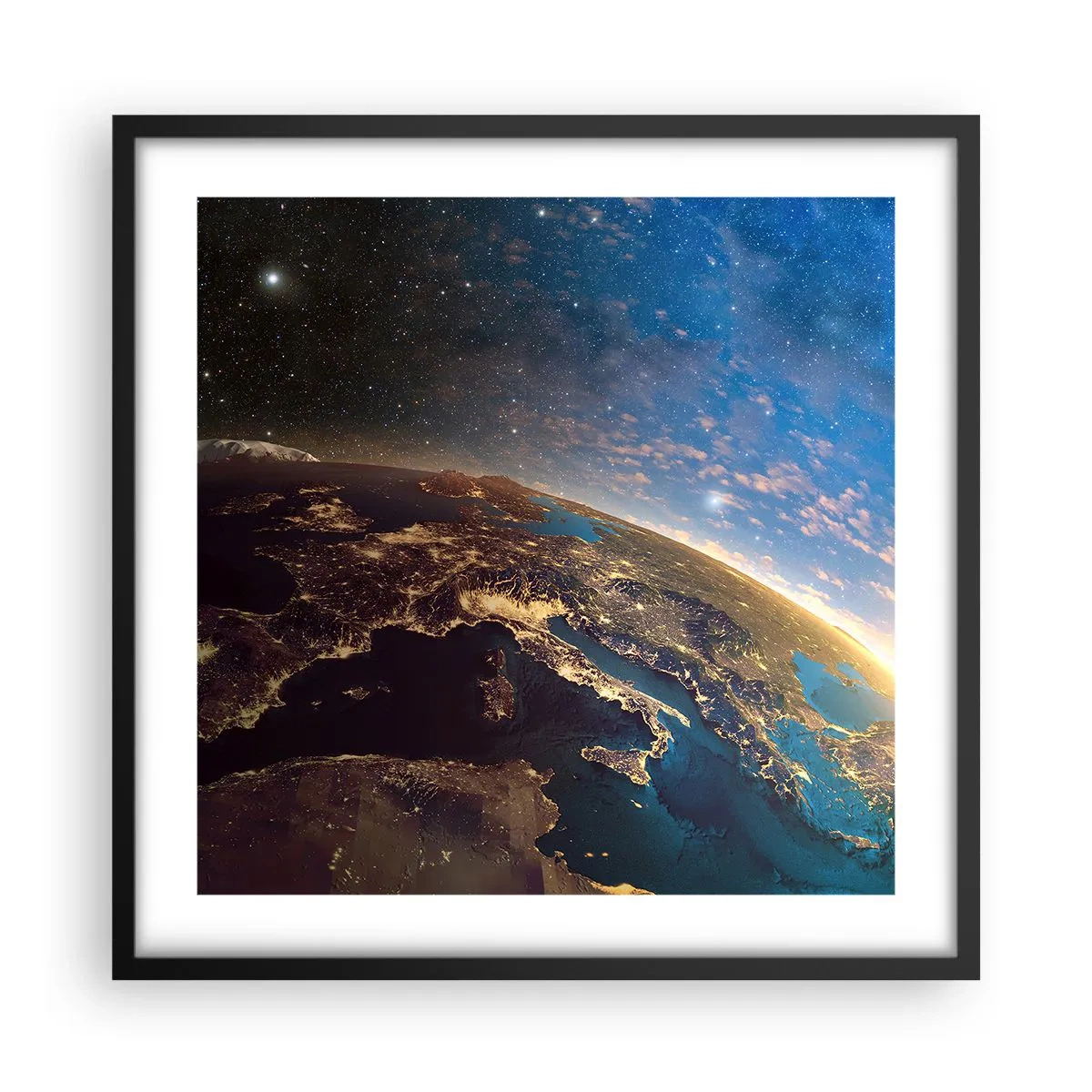Póster en marco negro - Mirémonos a nosotros mismos desde la distancia - 50x50 cm