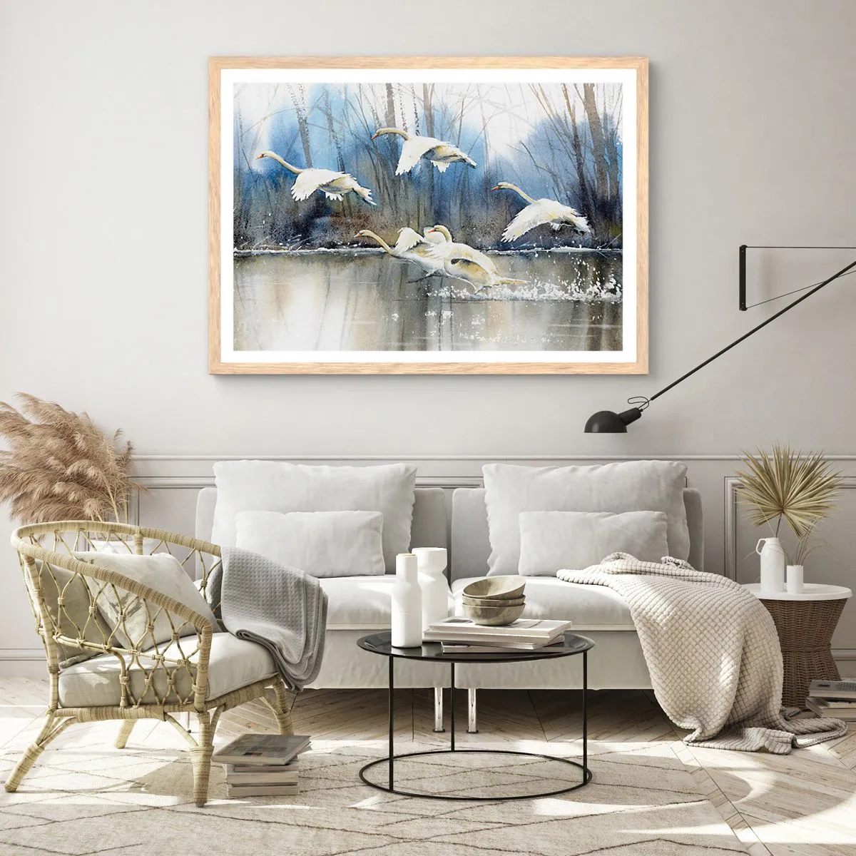 Póster en marco roble claro - Como en un cuento de cisnes salvajes - 91x61 cm