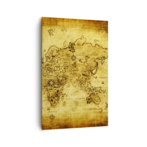 Cuadro sobre lienzo - Impresión de Imagen - Mapa del mundo antiguo de época - 80x120cm - Extraño es este mundo - Decoración de pared moderna para salón y dormitorio ARTTOR