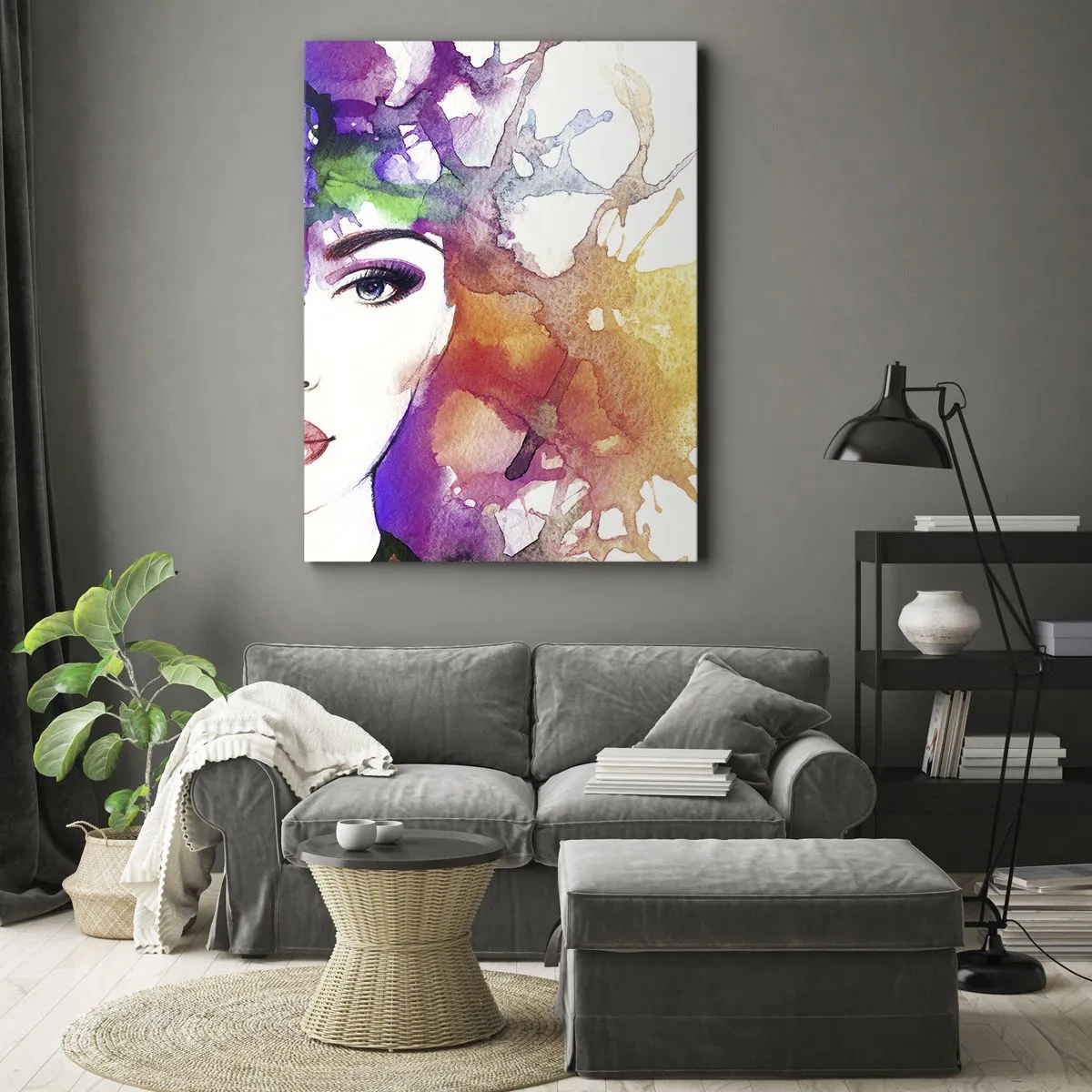 Cuadro sobre lienzo - Impresión de Imagen - Con la cabeza en las nubes - 65x120 cm