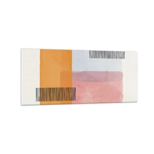 Cuadro sobre vidrio - Impresiones sobre Vidrio - Geometría en colores pastel con líneas sobre fondo claro. - 120x50cm - La rectitud - Decoración de pared moderna para salón y dormitorio ARTTOR