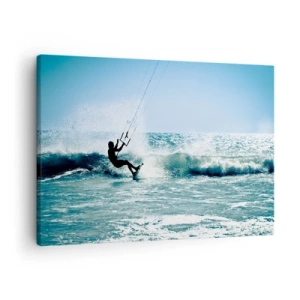 Cuadro sobre lienzo - Impresión de Imagen - Kitesurfista montando una ola a pleno sol - 70x50cm - Déjate llevar - Decoración de pared moderna para salón y dormitorio ARTTOR