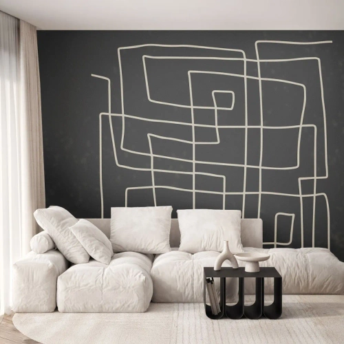 Fotomural Standard Eco - Líneas geométricas en forma de cuadrícula abstracta. - 100x70cm - No es tan sencillo - Decoración de pared moderna para salón y dormitorio ARTTOR