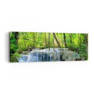 Cuadro sobre lienzo - Impresión de Imagen - Ahogarse en turquesa y verde - 90x30 cm