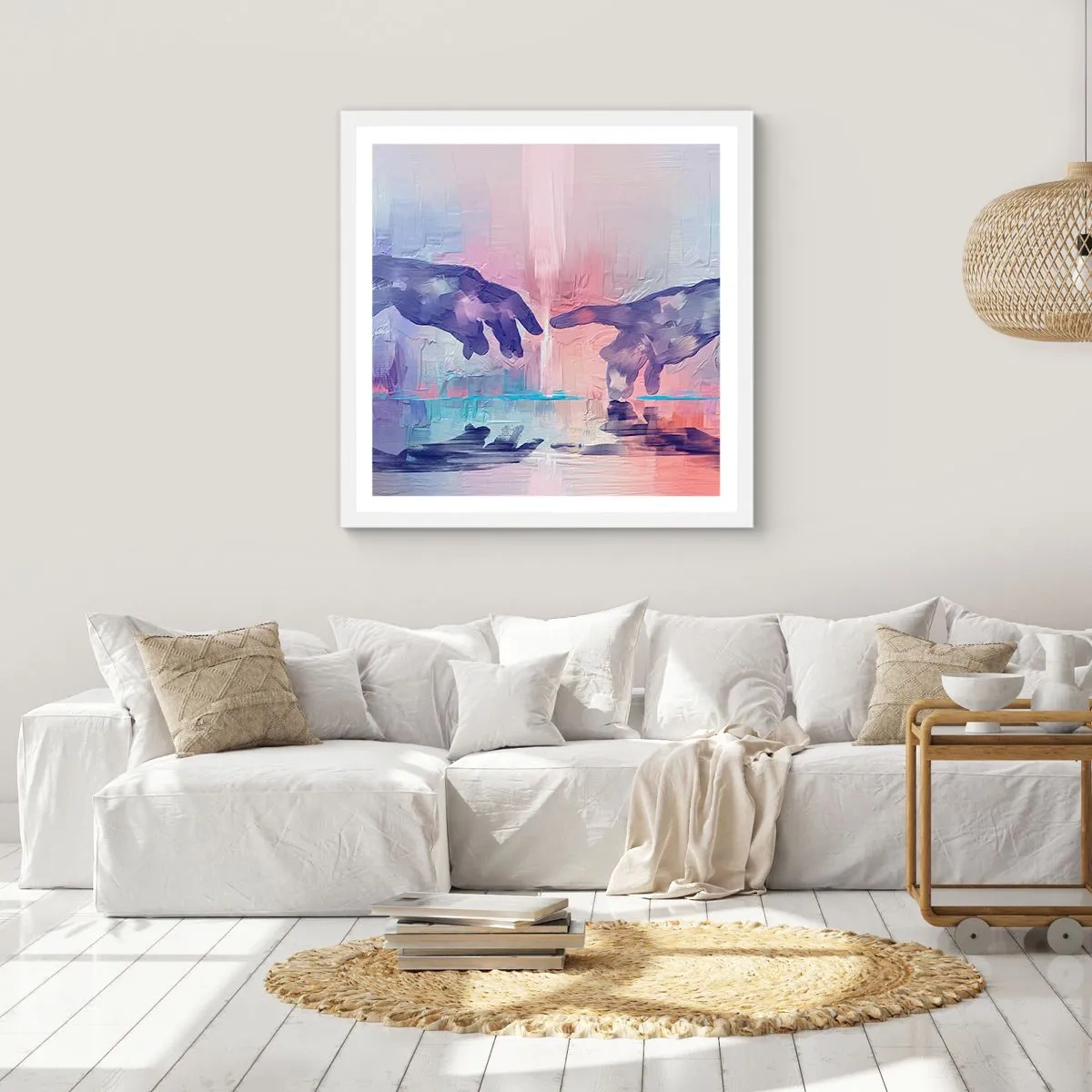Póster en marco blanco - Chispa divina de vida - 60x60 cm