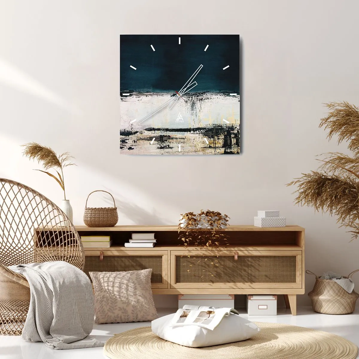 Reloj de pared - Reloj de vidrio - Composición horizontal - 40x40 cm
