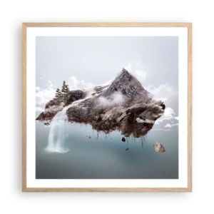 Póster en marco roble claro - Isla surrealista - 60x60 cm