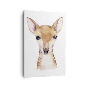 Cuadro sobre lienzo - Impresión de Imagen - Retrato en acuarela de un corzo joven sobre un fondo blanco - 70x100cm - La naturaleza de la inocencia - Decoración de pared moderna para salón y dormitorio ARTTOR
