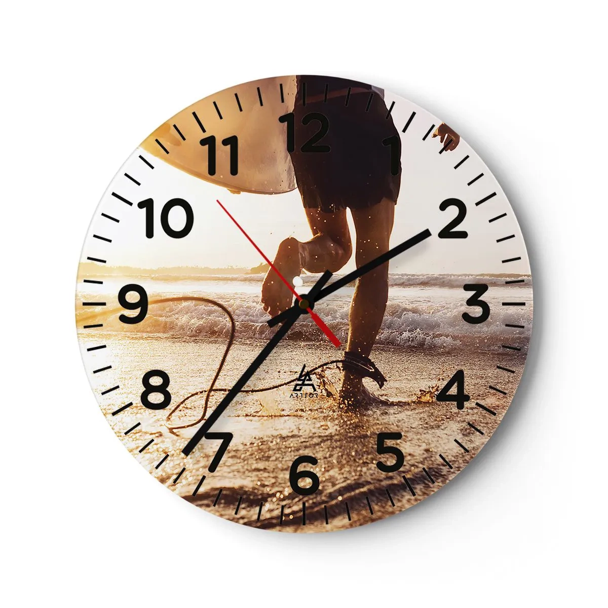 Reloj de pared - Reloj de vidrio - Para enfrentar la ola - 30x30 cm