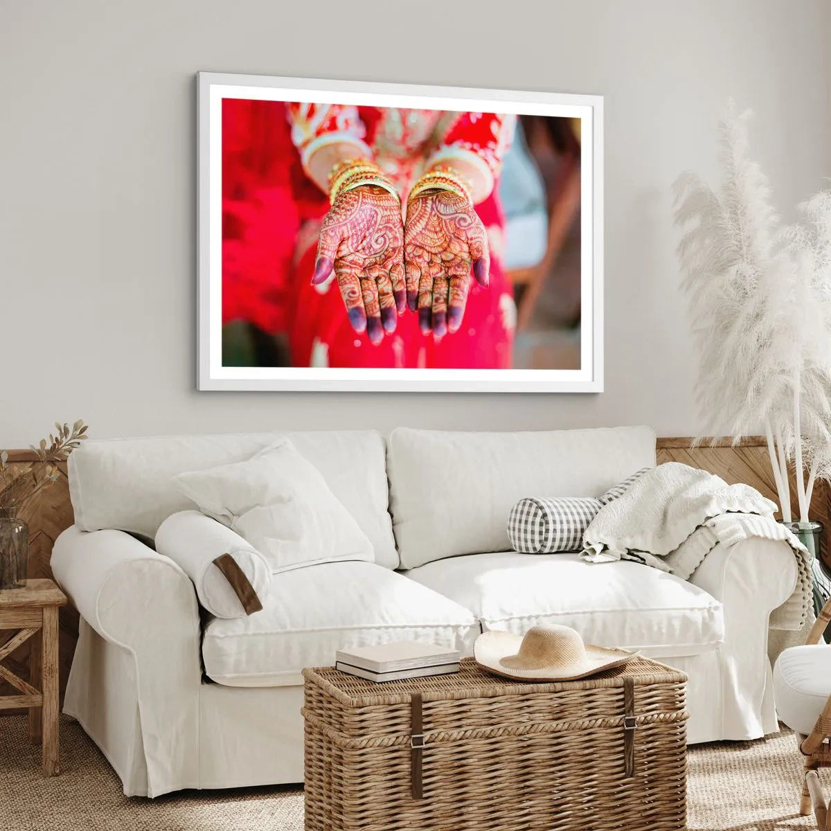 Póster en marco blanco - Ritual con las manos - 100x70 cm