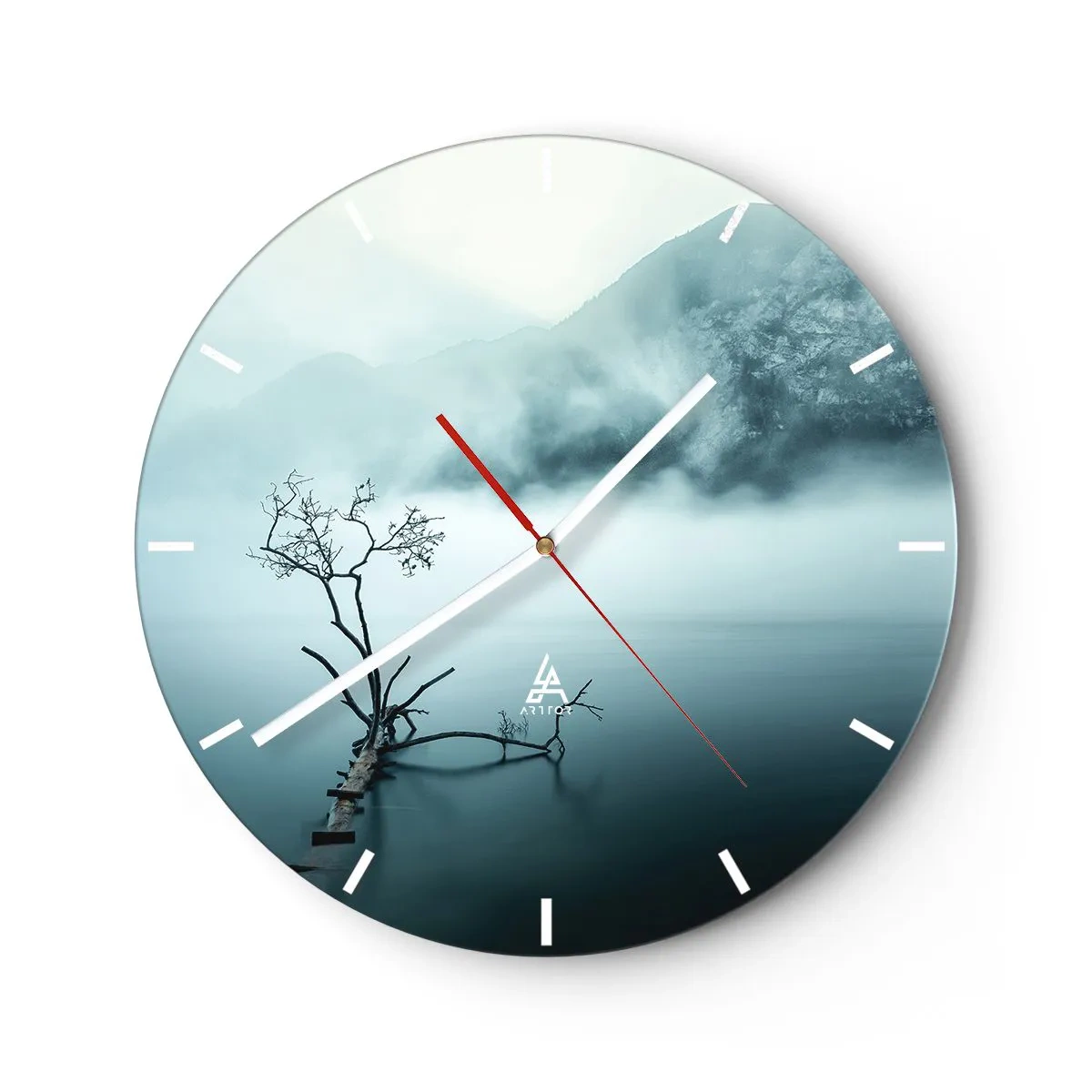 Reloj de pared - Reloj de vidrio - Fuera del agua y de la niebla - 40x40 cm
