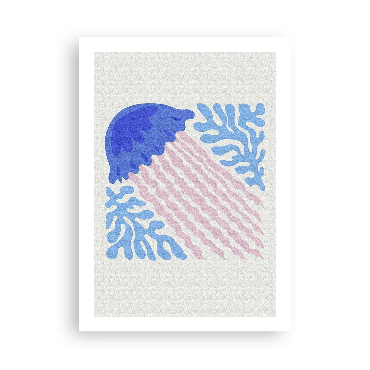 Póster - Medusas estilizadas rodeadas de vegetación submarina. - 50x70cm - Como de otro mundo - Decoración de pared moderna para salón y dormitorio ARTTOR