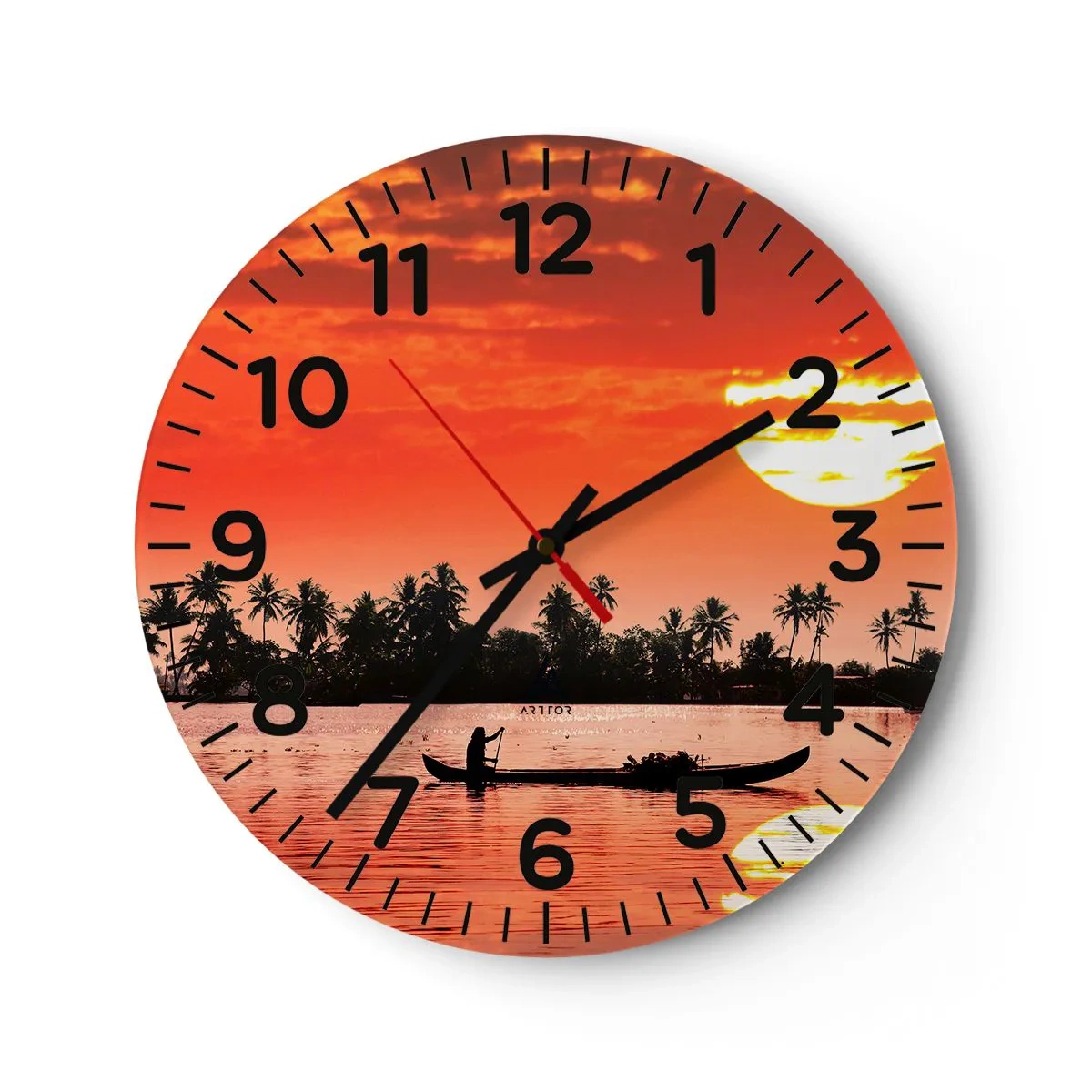 Reloj de pared - Reloj de vidrio - La paz de los trópicos al atardecer - 40x40 cm