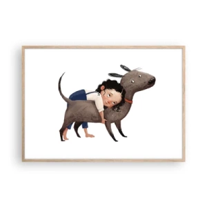 Póster en marco roble claro - Mejores amigos - 100x70 cm