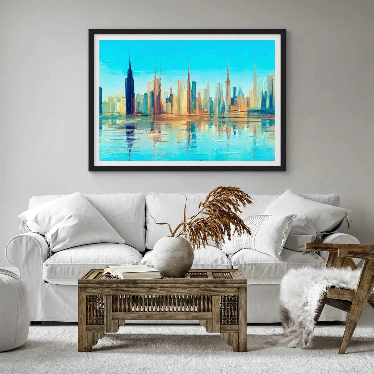 Póster en marco negro - Metrópolis soleada - 50x40 cm