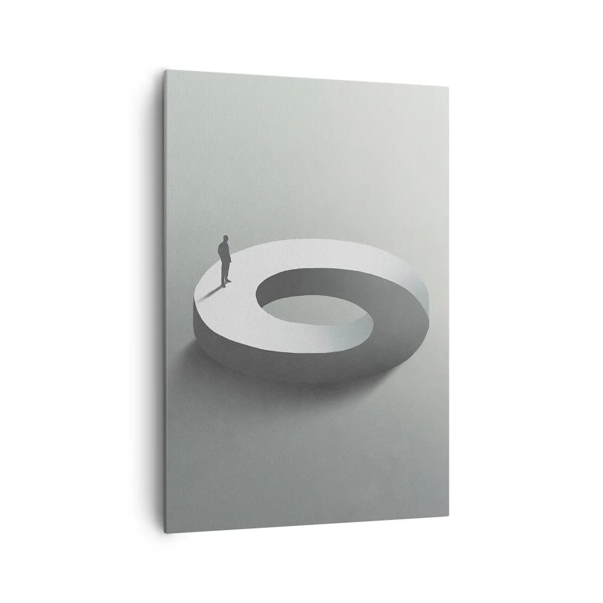 Cuadro sobre lienzo - Impresión de Imagen - Un hombre sobre una estructura gris y abstracta. - 70x100cm - Ser sabio no es una labor sencilla - Decoración de pared moderna para salón y dormitorio ARTTOR