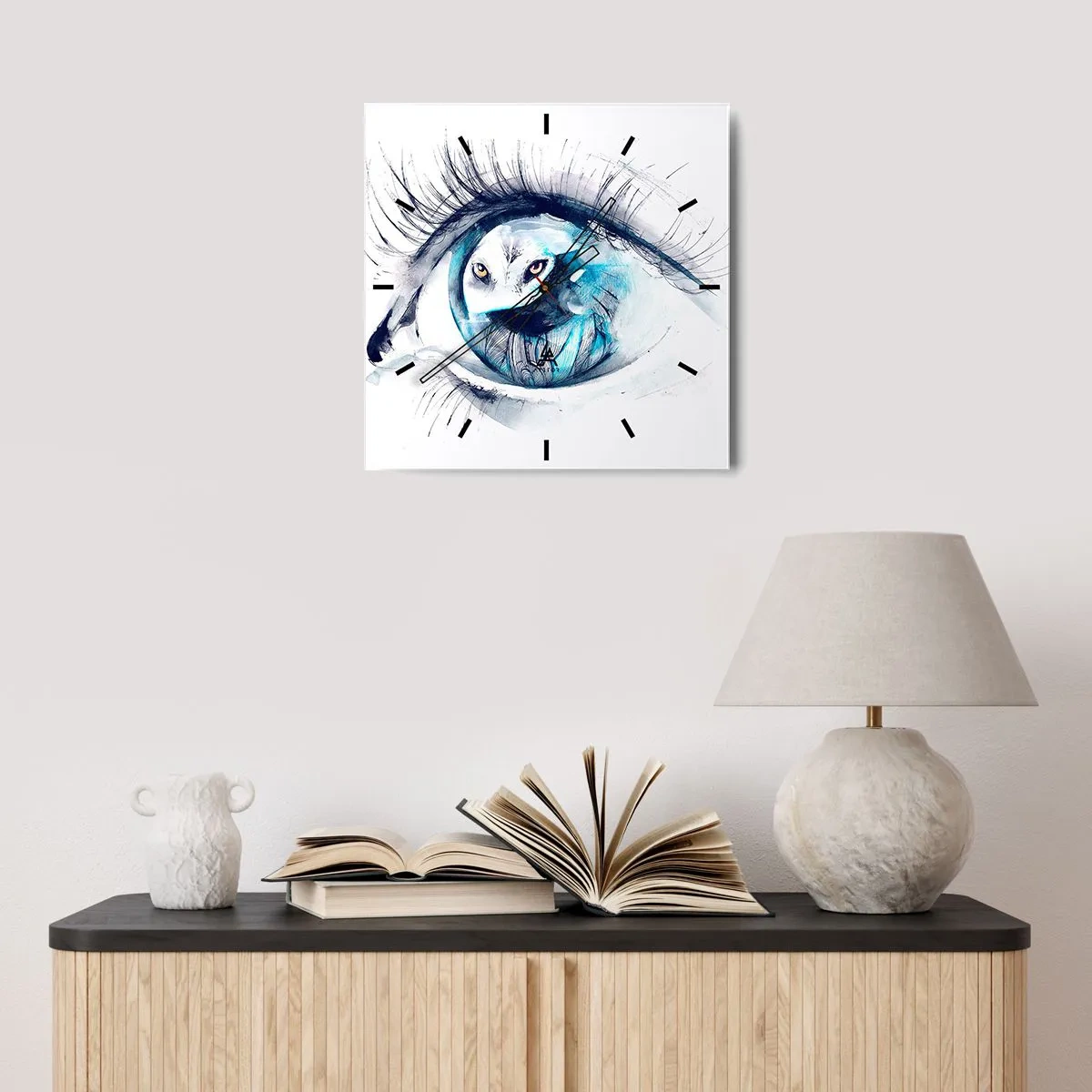 Reloj de pared - Reloj de vidrio - Ojo con la naturaleza - 30x30 cm