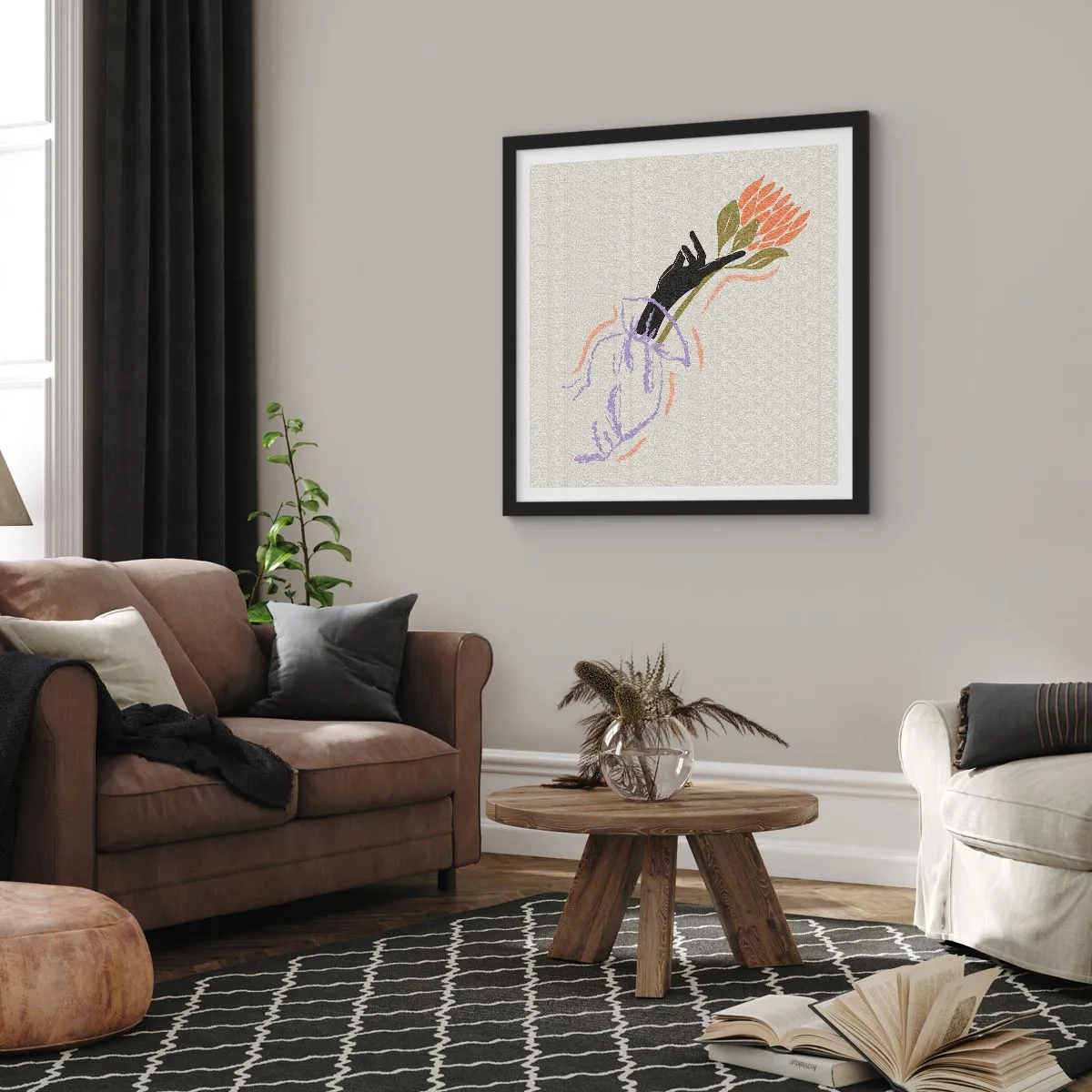 Póster en marco negro - Un toque fraternal - 50x50 cm