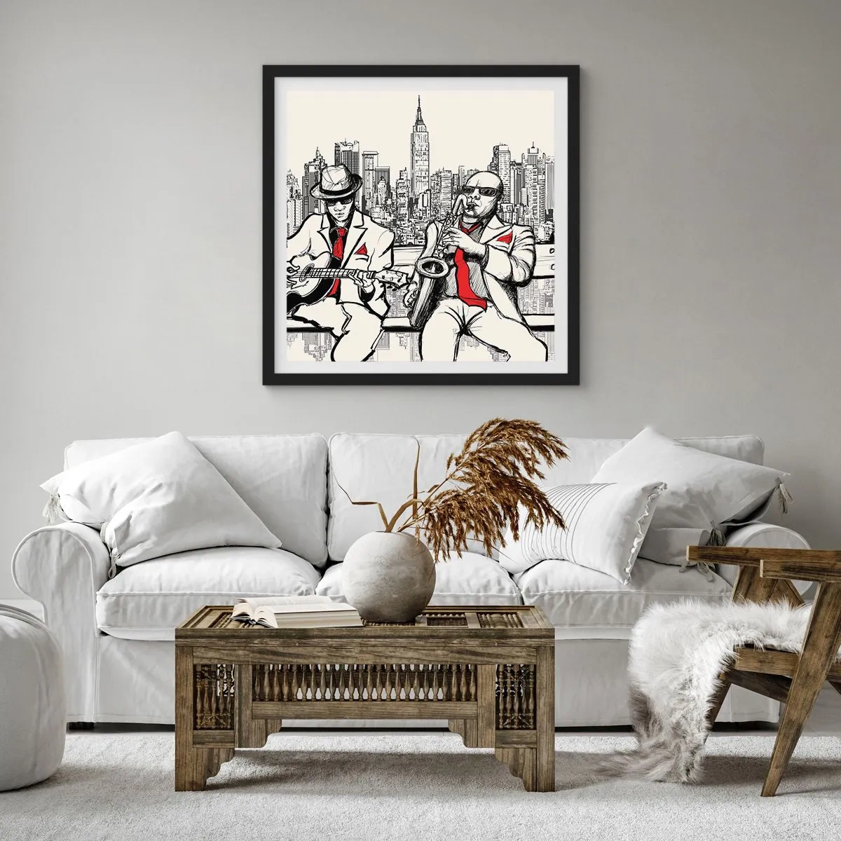 Póster en marco negro - Improvisación en Nueva York - 30x30 cm
