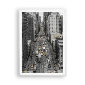 Póster en marco blanco - La vida de Nueva York - 70x100 cm
