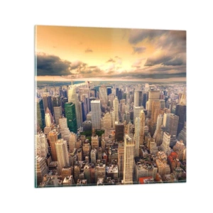 Cuadro sobre vidrio - Impresiones sobre Vidrio - Metrópolis dorada - 50x50 cm