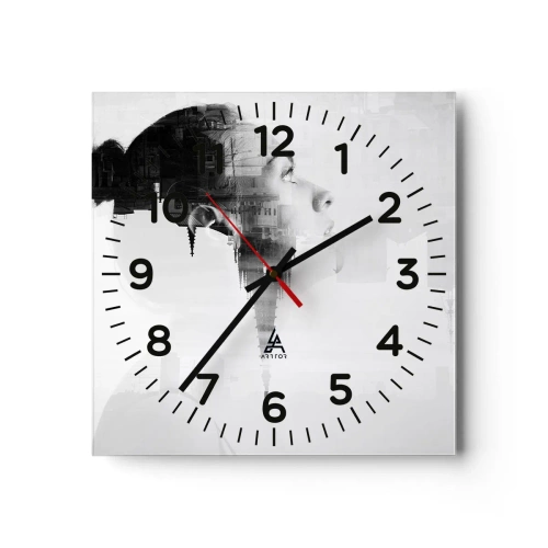Reloj de pared - Reloj de vidrio - A ambos lados del cristal - 40x40 cm