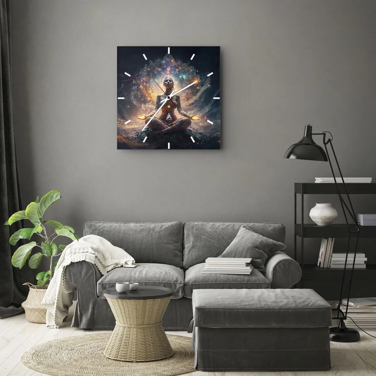 Reloj de pared - Reloj de vidrio - Flujo de buena energía - 40x40 cm