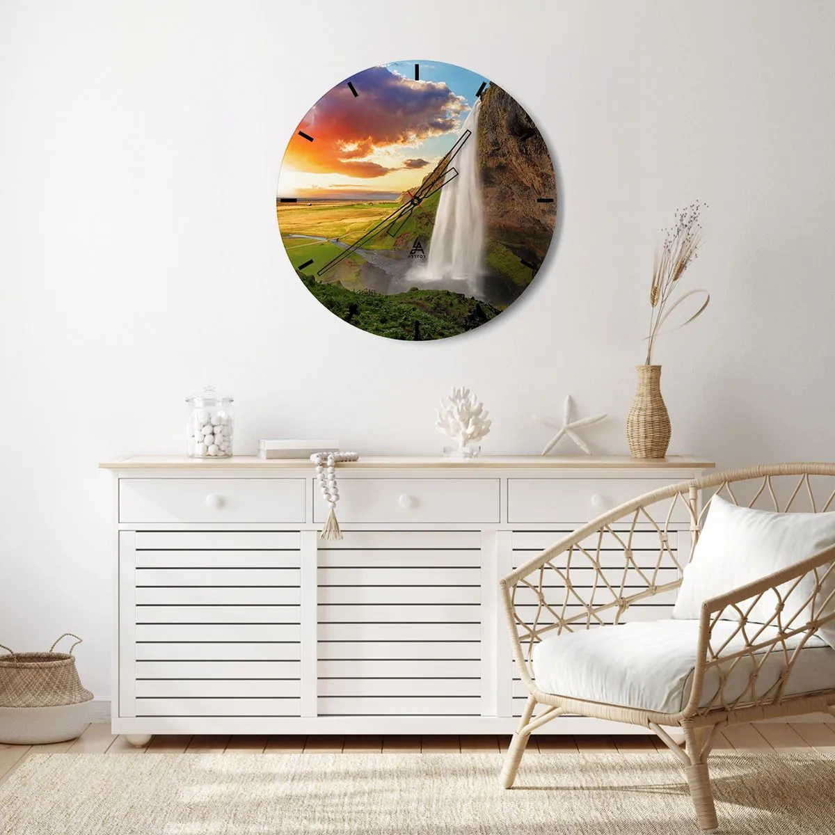Reloj de pared - Reloj de vidrio - La plenitud del verano islandés - 40x40 cm