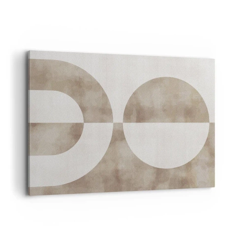 Cuadro sobre lienzo - Impresión de Imagen - Un cuadro abstracto en tonos beige con formas geométricas y simetría. - 100x70cm - Similitudes y diferencias - Decoración de pared moderna para salón y dormitorio ARTTOR