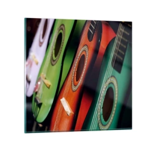 Cuadro sobre vidrio - Impresiones sobre Vidrio - La guitarra tiene muchos colores - 30x30 cm