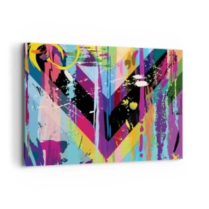 Cuadro sobre lienzo - Impresión de Imagen - Patrón abstracto con formas geométricas coloridas - 120x80cm - De arriba a abajo - Decoración de pared moderna para salón y dormitorio ARTTOR