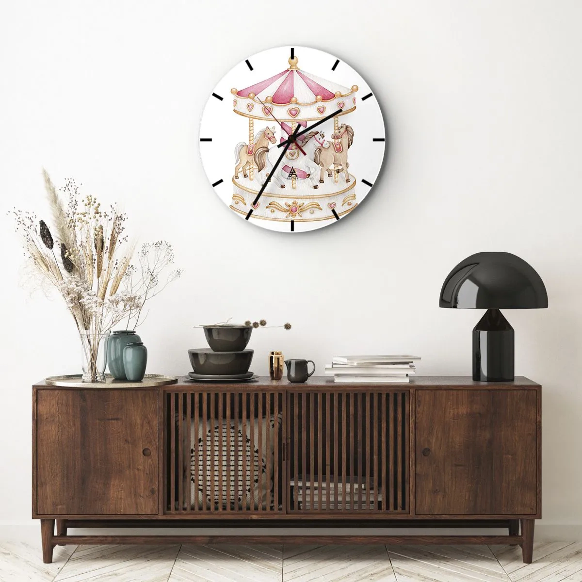 Reloj de pared - Reloj de vidrio - El dulce mundo de la infancia - 40x40 cm