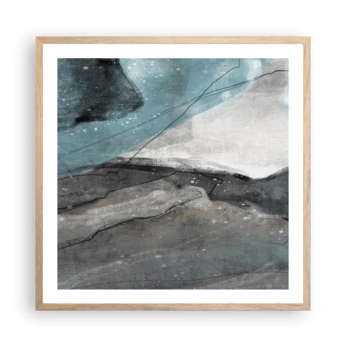 Póster en marco roble claro - Abstracción: rocas y hielo - 60x60 cm