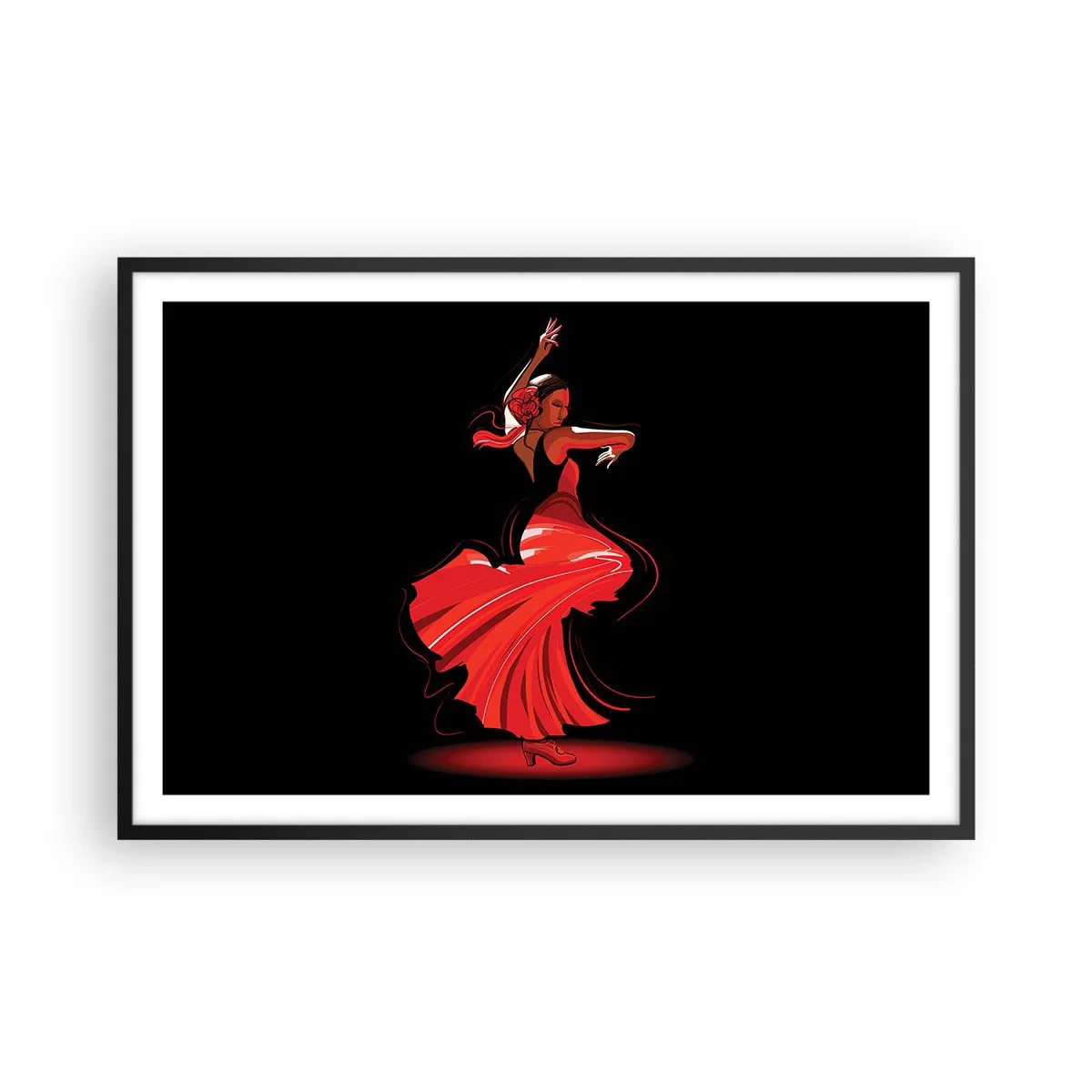 Póster en marco negro - El espíritu ardiente del flamenco - 91x61 cm