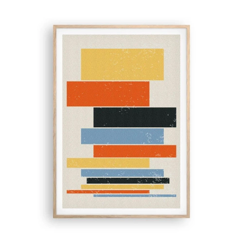 Póster en marco roble claro - Barras multicolor - 70x100 cm