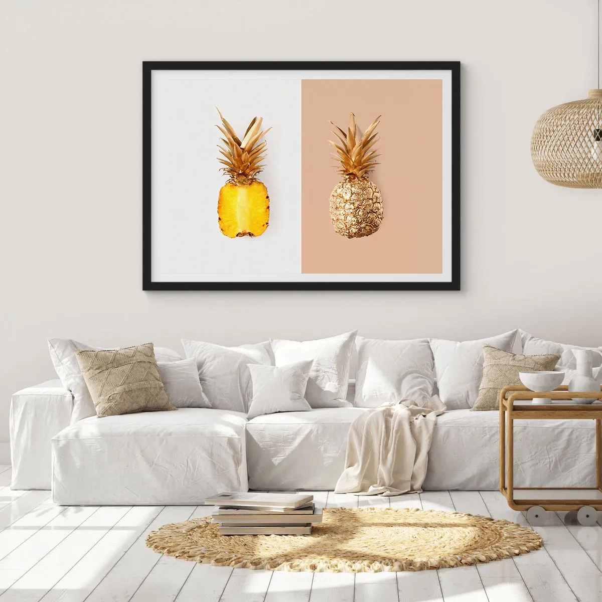 Póster en marco negro - Piña y media - 50x40 cm