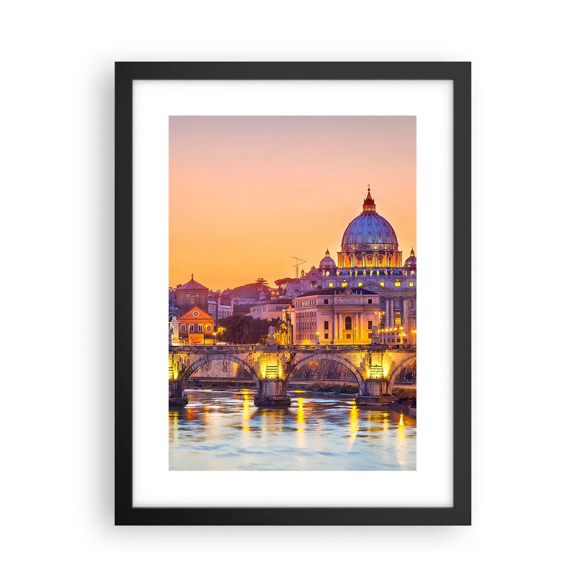 Póster en marco negro - Crepúsculo sobre la Ciudad Eterna - 30x40 cm