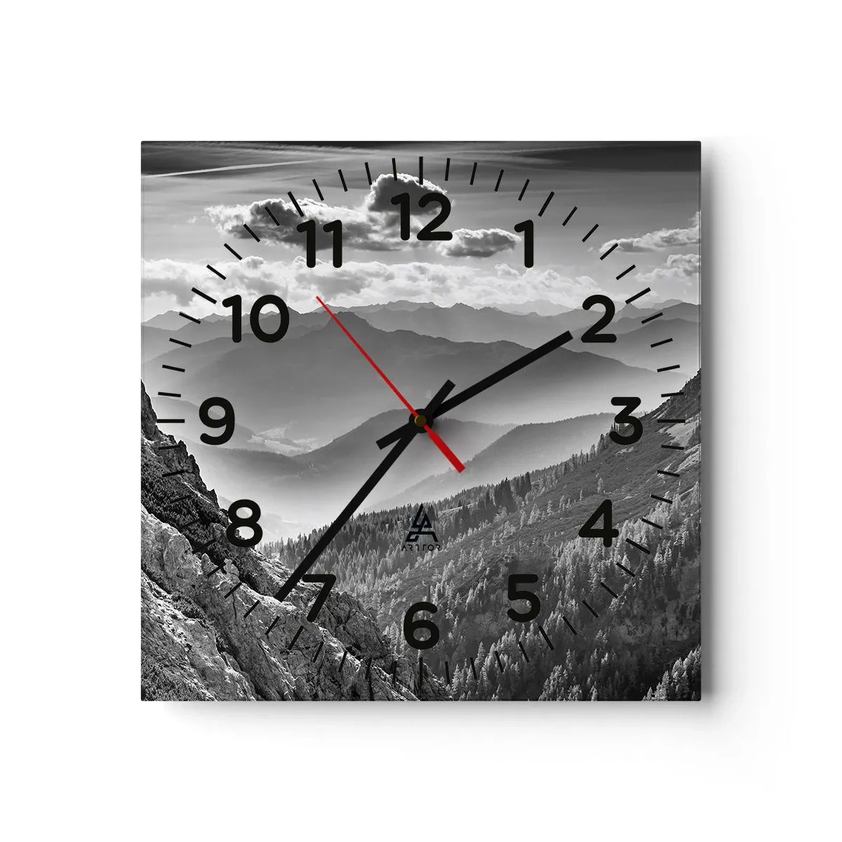 Reloj de pared - Reloj de vidrio - Hasta el horizonte - 40x40 cm