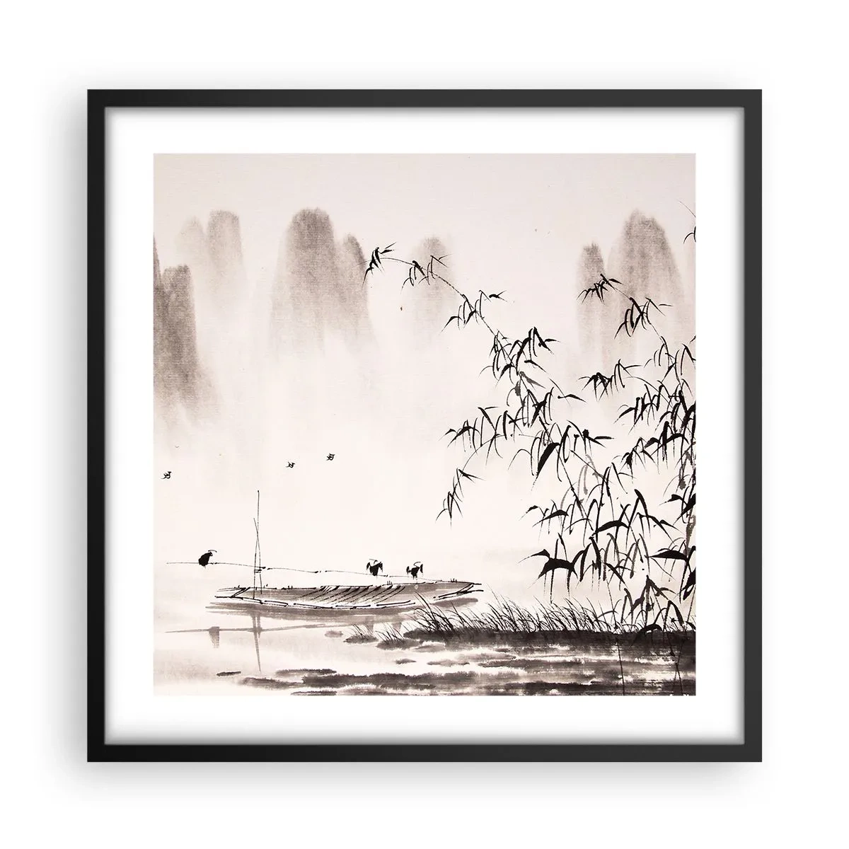 Póster en marco negro - El silencio de los arrozales - 50x50 cm