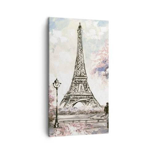 Cuadro sobre lienzo - Impresión de Imagen - Un paseo por París en abril - 45x80 cm