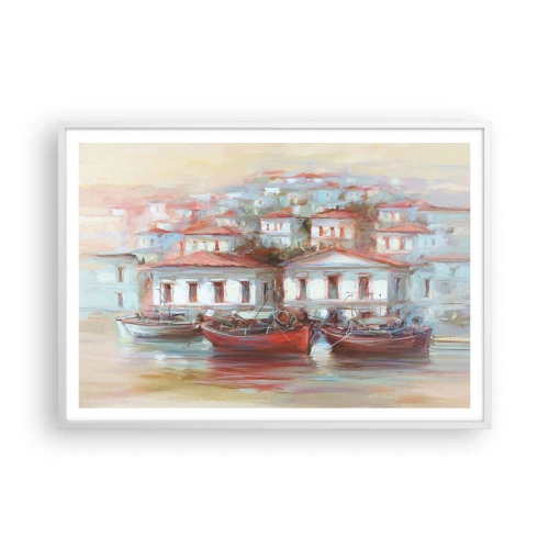 Póster en marco blanco - Ciudad feliz - 100x70 cm