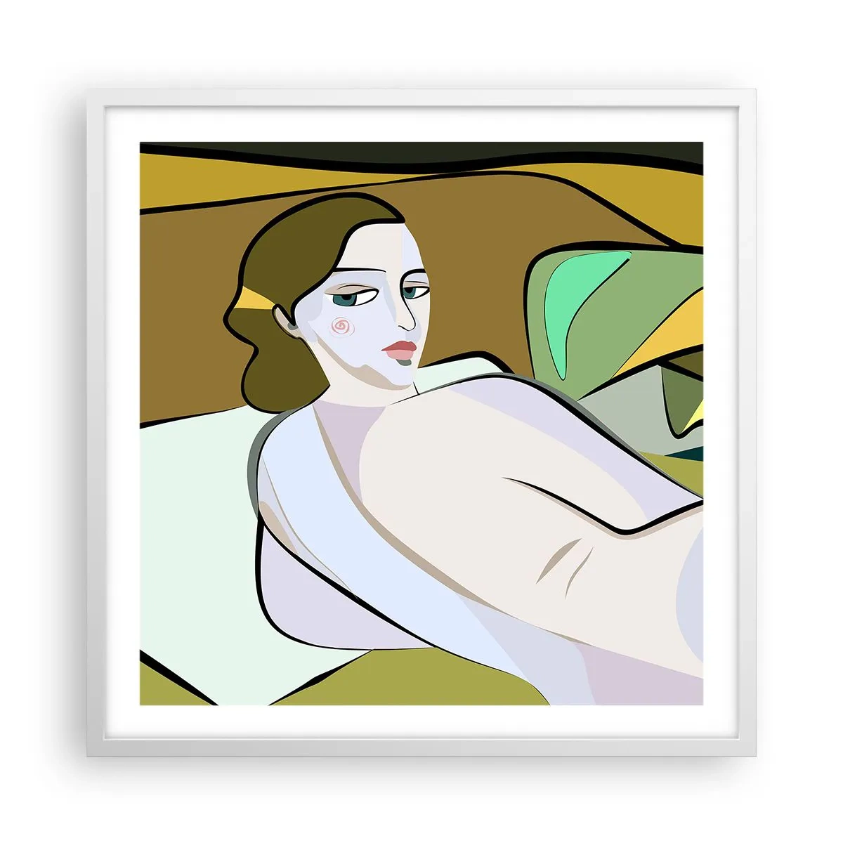 Póster en marco blanco - Retrato íntimo - 60x60 cm