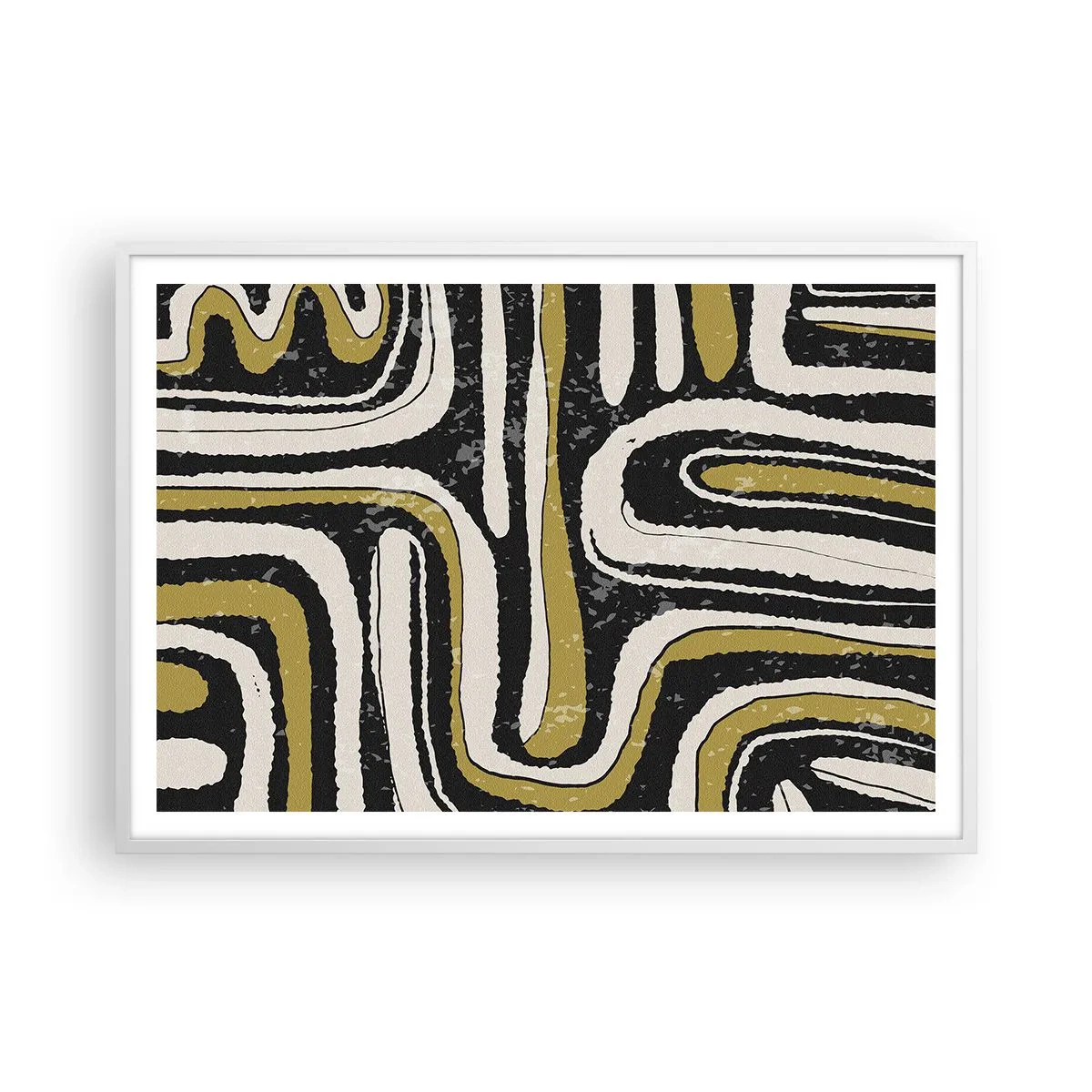 Póster en marco blanco - Composición: tramos y callejones - 100x70 cm